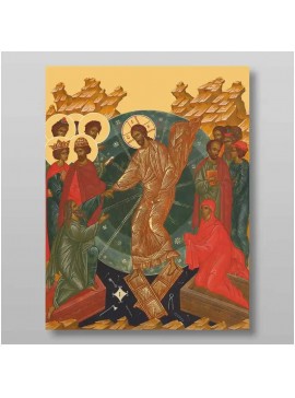 Σετ των 2 Εικόνα Ορθοδοξίας με περίγραμμα χρυσό σε ξύλο Φλαμουρίας  με  βάση Ανάσταση Χριστού. Το Harrowing of Hades Χειροποίητη Ελληνορθόδοξη , Κρεμαστή πλάκα βυζαντινής τέχνης, χριστιανική τέχνη Διάσταση 15x11 cm (5,9 x 4,3 ίντσες) INTRAEK-2955