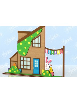 Σετ των 2 Intra απο ξύλο plywood 3mm-4mm πάχος - Πασχαλινό Λαγουδάκι Σπίτι | Διακόσμηση σπιτιού Δίασταση 15x15 cm INTRAFABR-117413353