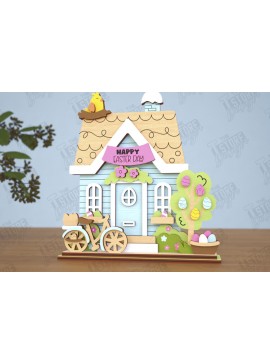 Σετ των 2 Intra απο ξύλο plywood 3mm-4mm πάχος - Πασχαλινό λαγουδάκι Standing House|Διακόσμηση Πάσχας Δίασταση 15x15 cm INTRAFABR-116407255