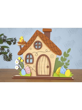 Σετ των 2 Intra απο ξύλο plywood 3mm-4mm πάχος - Πασχαλινό λαγουδάκι Standing House|Διακόσμηση Πάσχας Δίασταση 15x15 cm INTRAFABR-116407304