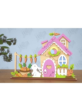 Σετ των 2 Intra απο ξύλο plywood 3mm-4mm πάχος - Πασχαλινό λαγουδάκι Standing House|Διακόσμηση Πάσχας Δίασταση 15x15 cm INTRAFABR-116407308