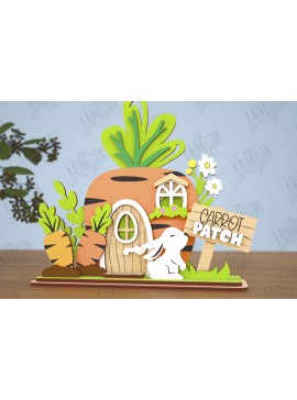 Σετ των 2 Intra απο ξύλο plywood 3mm-4mm πάχος - Πασχαλινό λαγουδάκι Standing House|Διακόσμηση Πάσχας Δίασταση 15x15 cm INTRAFABR-116407200