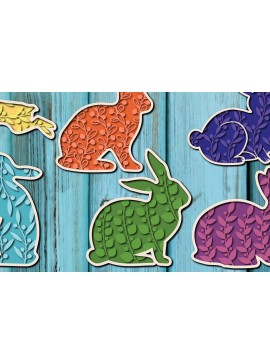 Σετ των 2 Intra απο ξύλο plywood 3mm-4mm πάχος - Πασχαλινό λαγουδάκι , Paper Cut  Δίασταση 15x15 cm INTRAFABR-26004673