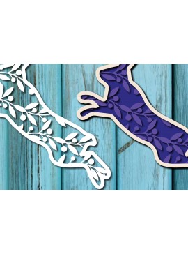 Σετ των 2 Intra απο ξύλο plywood 3mm-4mm πάχος - Easter Bunny , Layer Paper Cut  Δίασταση 15x15 cm INTRAFABR-26002413