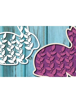 Σετ των 2 Intra απο ξύλο plywood 3mm-4mm πάχος - Easter Bunny , Layer Paper Cut  Δίασταση 15x15 cm INTRAFABR-26004325