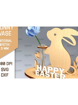 Σετ των 2 Intra απο ξύλο plywood 3mm-4mm πάχος - Πασχαλινό βάζο για λαγουδάκι . Πασχαλινό Βάζο Laser Δίασταση 15x15 cm INTRAFABR-92465184