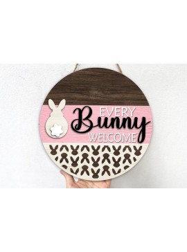 Σετ των 3 Intra απο ξύλο plywood 3mm-4mm πάχος - Easter Bunny Welcome Laser Cut Δίασταση 6x6 cm INTRAFABR-115494398