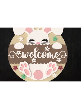 Σετ των 3 Intra απο ξύλο plywood 3mm-4mm πάχος - Πασχαλινό λαγουδάκι καλωσορίσματος  Δίασταση 6x6 cm INTRAFABR-114466121