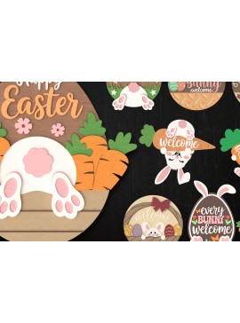 Σετ των 3 Intra απο ξύλο plywood 3mm-4mm πάχος - Πασχαλινό λαγουδάκι καλωσορίσματος Πακέτο  Δίασταση 6x6 cm INTRAFABR-114466469