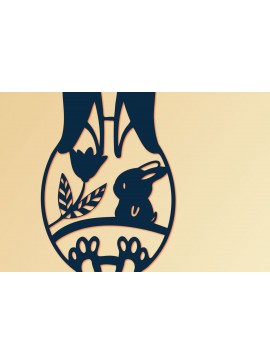 Σετ των 2 Intra απο ξύλο plywood 3mm-4mm πάχος - Πασχαλινό λαγουδάκι με κομμένο   αυγού Δίασταση 15x15 cm INTRAFABR-116724618