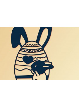 Σετ των 2 Intra απο ξύλο plywood 3mm-4mm πάχος - Πασχαλινό λαγουδάκι με κομμένο   αυγού Δίασταση 15x15 cm INTRAFABR-116724010