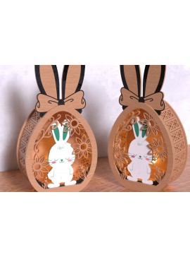 Σετ των 2 Intra απο ξύλο plywood 3mm-4mm πάχος - Ξύλινο κουτί Easter Bunny – Τρισδιάστατη  Δίασταση 15x15 cm INTRAFABR-118423136