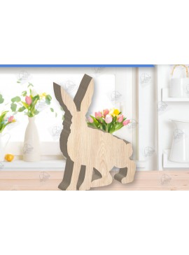 Σετ των 2 Intra απο ξύλο plywood 3mm-4mm πάχος - Πασχαλινό λαγουδάκι Ξύλινη διακόσμηση με λέιζερ  Δίασταση 15x15 cm INTRAFABR-118835755