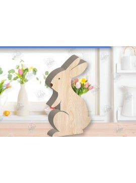 Σετ των 2 Intra απο ξύλο plywood 3mm-4mm πάχος - Πασχαλινό λαγουδάκι Ξύλινη διακόσμηση με λέιζερ  Δίασταση 15x15 cm INTRAFABR-118835560