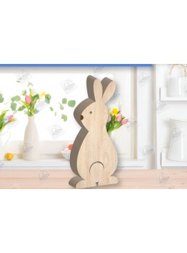 Σετ των 2 Intra απο ξύλο plywood 3mm-4mm πάχος - Πασχαλινό λαγουδάκι Ξύλινη διακόσμηση με λέιζερ  Δίασταση 15x15 cm INTRAFABR-118835590