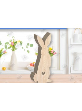 Σετ των 2 Intra απο ξύλο plywood 3mm-4mm πάχος - Πασχαλινό λαγουδάκι Ξύλινη διακόσμηση με λέιζερ  Δίασταση 15x15 cm INTRAFABR-118835657