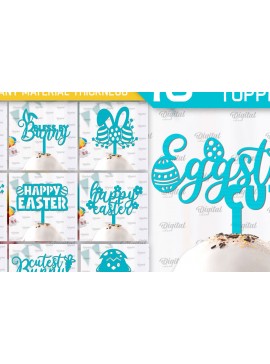 Σετ των 2 Intra απο ξύλο plywood 3mm-4mm πάχος - Πασχαλινό κέικ Topper Πακέτο κοπής με λέιζερ Δίασταση 15x15 cm INTRAFABR-93001030