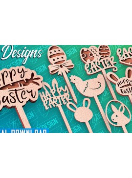 Σετ των 2 Intra απο ξύλο plywood 3mm-4mm πάχος - Πασχαλινό κέικ Topper Laser Cut |  CNC Δίασταση 15x15 cm INTRAFABR-91890075