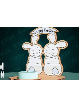 Σετ των 2 Intra απο ξύλο plywood 3mm-4mm πάχος - Πασχαλινή λαμπάδα κοπής με λέιζερ | CNC Δίασταση 15x15 cm INTRAFABR-92635537