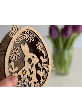 Σετ των 3 Intra απο ξύλο plywood 3mm-4mm πάχος - Πασχαλινή λαμπάδα με λαγουδάκι Δίασταση 5x5 cm INTRAFABR-118885286