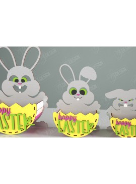 Σετ των 2 Intra απο ξύλο plywood 3mm-4mm πάχος - Πασχαλινό καλάθι με καραμέλες | Αυγοθήκη | Λαγουδάκι Δίασταση 15x15 cm INTRAFABR-117797735