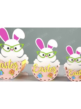 Σετ των 2 Intra απο ξύλο plywood 3mm-4mm πάχος - Πασχαλινό καλάθι με καραμέλες | Αυγοθήκη | Λαγουδάκι Δίασταση 15x15 cm INTRAFABR-117797740