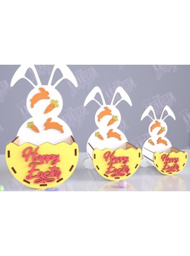 Σετ των 2 Intra απο ξύλο plywood 3mm-4mm πάχος - Πασχαλινό καλάθι με καραμέλες | Αυγοθήκη | Λαγουδάκι Δίασταση 15x15 cm INTRAFABR-117799056