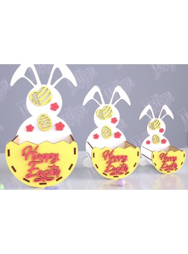 Σετ των 3 Intra απο ξύλο plywood 3mm-4mm πάχος - Πασχαλινό καλάθι με καραμέλες | Αυγοθήκη | Λαγουδάκι Δίασταση 15x15 cm INTRAFABR-117799079