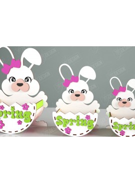 Σετ των 3 Intra απο ξύλο plywood 3mm-4mm πάχος - Πασχαλινό καλάθι με καραμέλες | Αυγοθήκη | Λαγουδάκι Δίασταση 15x15 cm INTRAFABR-117797727