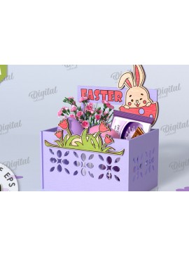 Σετ των 2 Intra απο ξύλο plywood 3mm-4mm πάχος - Πασχαλινό κουτί καραμέλας LaserCut. Πασχαλινό σχέδιο Δίασταση 15x15 cm INTRAFABR-116736382