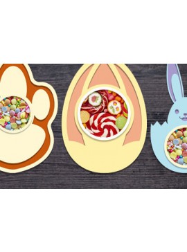 Σετ των 3 Intra απο ξύλο plywood 3mm-4mm πάχος - Πασχαλινή καραμέλα Θόλος κοπής με λέιζερ Δίασταση 15x15 cm INTRAFABR-63738138