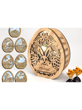 Σετ των 3 Intra απο ξύλο plywood 3mm-4mm πάχος - Σετ Πασχαλινές θήκες για καραμέλα Δίασταση 5x5 cm INTRAFABR-116411003