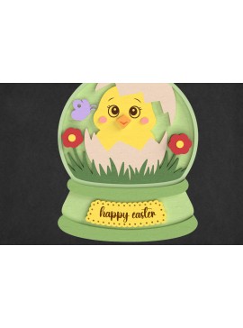 Σετ των 3 Intra απο ξύλο plywood 3mm-4mm πάχος - Easter Chick Snow Globe Δίασταση 6x6 cm INTRAFABR-118607444