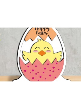 Σετ των 2 Intra απο ξύλο plywood 3mm-4mm πάχος - Πασχαλινή διακόσμηση σπιτιού με κοτόπουλο  Egg Δίασταση 15x15 cm INTRAFABR-118958047