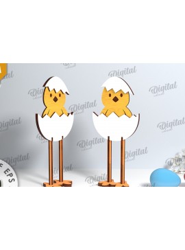 Σετ των 2 Intra απο ξύλο plywood 3mm-4mm πάχος - Πασχαλινό κοτόπουλο LaserCut. Πασχαλινός χαρακτήρας Δίασταση 15x15 cm INTRAFABR-115832040