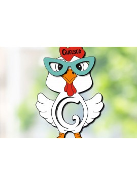 Σετ των 3 Intra απο ξύλο plywood 3mm-4mm πάχος - Πασχαλινό κοτόπουλο Γράμμα Γ Καλάθι Ετικέτα ονόματος Δίασταση 6x6 cm INTRAFABR-113924147