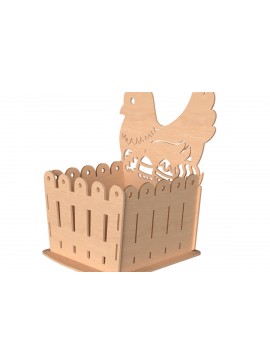 Σετ των 2 Intra απο ξύλο plywood 3mm-4mm πάχος - Πασχαλινό Κοτόπουλο Ξύλινο Κλουβί με Λέιζερ Δίασταση 30x20 cm INTRAFABR-116142219
