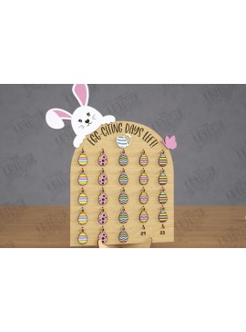 Σετ των 2 Intra απο ξύλο plywood 3mm-4mm πάχος - Αντίστροφη μέτρηση για το Πάσχα | Ημερολόγιο του Πάσχα | CNC Δίασταση 15x15 cm INTRAFABR-116903261