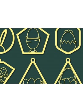 Σετ των 3 Intra απο ξύλο plywood 3mm-4mm πάχος - Πασχαλινό Σκουλαρίκι  Πακέτο κοπής με λέιζερ Δίασταση 3x3 cm INTRAFABR-65518608