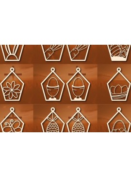 Σετ των 3 Intra απο ξύλο plywood 3mm-4mm πάχος - Σκουλαρίκια για την Ημέρα του Πάσχα Πακέτο  Cut Laser Δίασταση 3x3 cm INTRAFABR-78080099