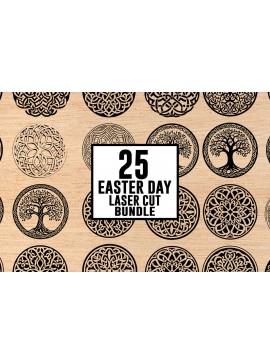 Σετ των 2 Intra απο ξύλο plywood 3mm-4mm πάχος - Πακέτο κοπής με λέιζερ για την ημέρα του Πάσχα - 25 σχέδια Δίασταση 30x30 cm INTRAFABR-117704624