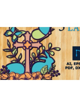 Σετ των 2 Intra απο ξύλο plywood 3mm-4mm πάχος - Εικονογράφηση στρώματος ημέρας του Πάσχα  Δίασταση 15x15 cm INTRAFABR-25064041