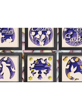 Σετ των 2 Intra απο ξύλο plywood 3mm-4mm πάχος - Πακέτο  Shadow/light Box Πάσχας Δίασταση 15x15 cm INTRAFABR-25644358