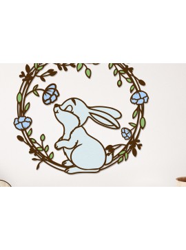 Σετ των 2 Intra απο ξύλο plywood 3mm-4mm πάχος - Πασχαλινό διακοσμητικό στεφάνι με λαγουδάκι Δίασταση 2x14 cm INTRAFABR-115533708