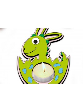 Σετ των 2 Intra απο ξύλο plywood 3mm-4mm πάχος - Κηροπήγιο τσαγιού Easter Dino Egg  Δίασταση 15x15 cm INTRAFABR-118285693