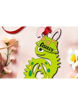 Σετ των 3 Intra απο ξύλο plywood 3mm-4mm πάχος - Πασχαλινό Ντίνο Γράμμα ένα όνομα καλαθιού διακοπών Δίασταση 6x6 cm INTRAFABR-112208740