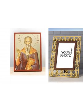 Εικόνα Ορθοδοξίας Πολυτελείας  με  σχεδιο Σταυρούς μαζι με  Βάση σε  8 χρώματα με περίγραμμα χρυσό σε ξύλο Plywood (Πλακάζ)   με  βάση Άγιος Χαράλαμπος Μαγνησίας, Ξύλινη Χειροποίητη Εικόνα με Φύλλο Χρυσού Ελληνικού Premium Βυζαντινού Στυλ Κρεμαστό τοίχου 