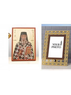 Σετ 2 τεμαχίων – Εικόνα Ορθοδοξίας Πολυτελείας  με  σχεδιο Σταυρούς μαζι με  Βάση σε  8 χρώματα με περίγραμμα χρυσό σε ξύλο Plywood (Πλακάζ)   με  βάση Άγιος Διονύσιος Ζακύνθου, Ξύλινη Χειροποίητη Εικόνα με Ψηφιακή Εκτύπωση Ελληνικό Premium Βυζαντινού Στυ