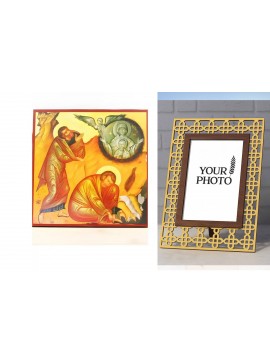 Εικόνα Ορθοδοξίας Πολυτελείας  με  σχεδιο Σταυρούς μαζι με  Βάση σε  8 χρώματα με περίγραμμα χρυσό σε ξύλο Plywood (Πλακάζ)   με  βάση Ο Προφήτης Μωυσής και ο Φλεγόμενος Θάμνος, Ξύλινη Χειροποίητη Εικόνα Ελληνικού Premium Βυζαντινού Στυλ Κρεμασμένο σε Ξυλ