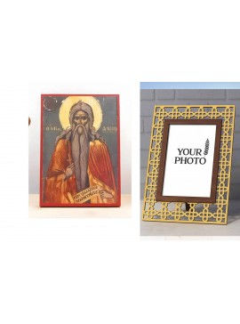 Εικόνα Ορθοδοξίας Πολυτελείας  με  σχεδιο Σταυρούς μαζι με  Βάση σε  8 χρώματα με περίγραμμα χρυσό σε ξύλο Plywood (Πλακάζ)   με  βάση Άγιος Δαυίδ της Θεσσαλονίκης, Ξύλινη Χειροποίητη Εικόνα Ελληνικού Premium Βυζαντινού Στυλ Κρεμαστή σε ξύλινη πλάκα Θρησκ